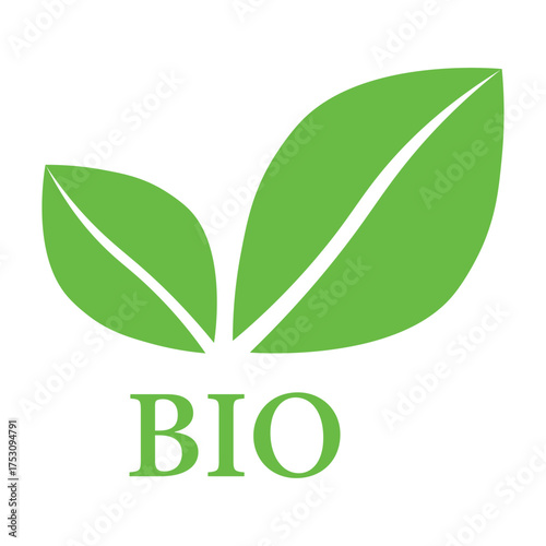 Green leaves bio icon symbol. Eco green leaf icon Bio nature symbol for web, print. Green energy concept. Element of nature protection icon. Care eco bio. Environmental concept.