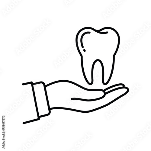 Hand holding a tooth icon for dental care and health