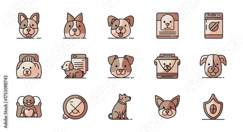 Dog-themed vector icons for various purposes.