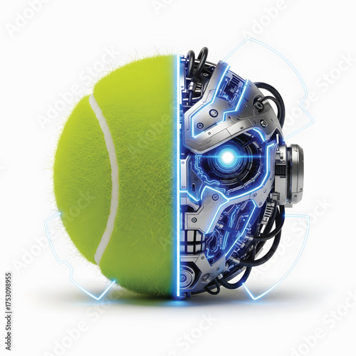 Fusion of a Tennis Ball and a Robotic Face A Symbol of Future Sports Technology