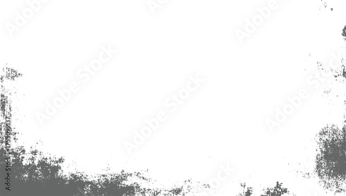 A white background with distressed grey textured elements along the edges and scattered throughout.