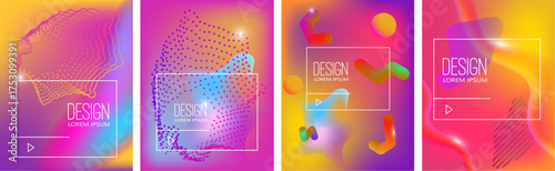 Set of modern design templates in minimalist liquid style. Creative covers for flyer, poster, advertising, promo. Vector illustration