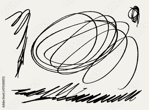 Vector graphic elements. isolated hand drawn pencil underlines, scribble lines.