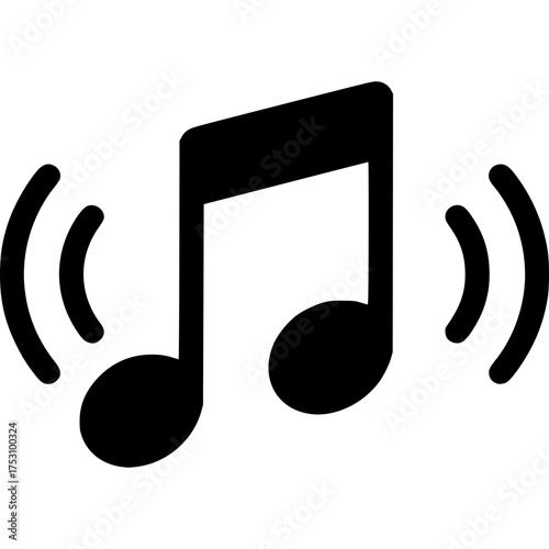 Melodic Note: A clean, modern representation of a musical note radiating sound waves, embodying the essence of music and rhythm.