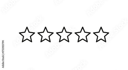 Five stars rating icon for customer review and satisfaction. Quality evaluation and feedback symbol. Zero stars product or service ranking classification vector outline.