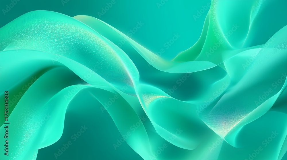 Obraz premium Soft flowing waves of turquoise color create a serene abstract design in a modern setting