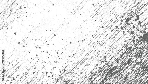 Abstract textured background with scattered dark spots and diagonal lines on a white surface