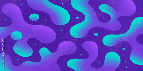 Abstract gradient lava lamp shapes flowing in a cosmic purple and teal nebula background