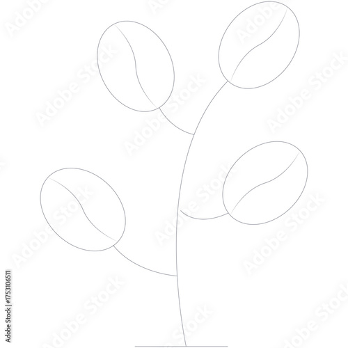 Minimalist Dotted Outline Coffee Plant Icon With Four Beans On Transparent Background Suitable For Packaging And Branding