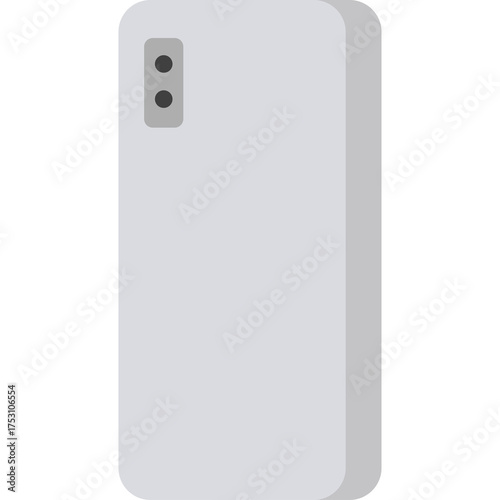 Minimalist Flat Icon of a White Smartphone Back View with Dual Camera Lenses Against a Transparent Background for Digital Design and Tech Concepts