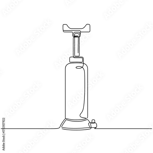 Jack lifting tool one line drawing, black and white, for car repair and service concepts, with copy space