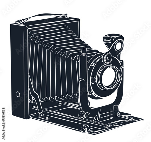 A sketch of vintage film photo camera.
