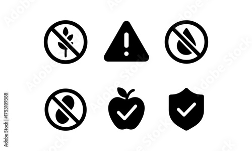 Minimalist allergy and health warning icons set