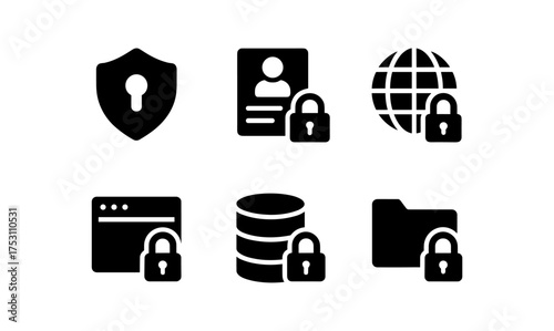 Security icon set: lock and privacy symbols for digital and data protection