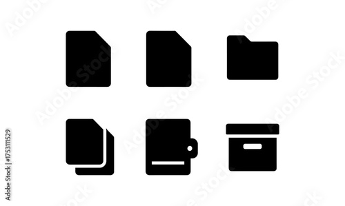 Minimalist silhouette icons of documents and folders for digital organization