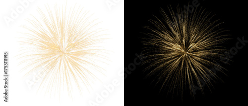 Photos Golden fireworks display with bright sparks illuminates the dark sky
