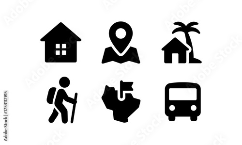 Simple travel and navigation icons for mobile apps and websites