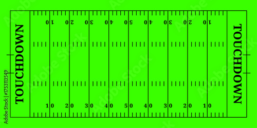 American football field aerial view green board