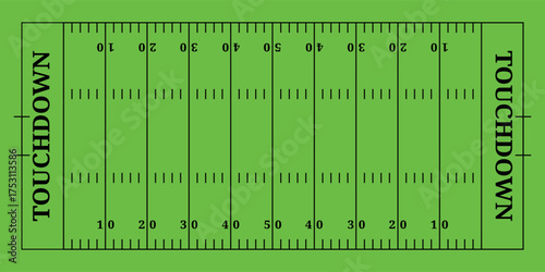 American football field aerial view green board