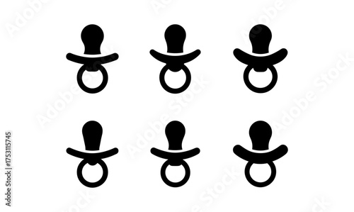 Set of silhouette baby pacifiers in minimalist design