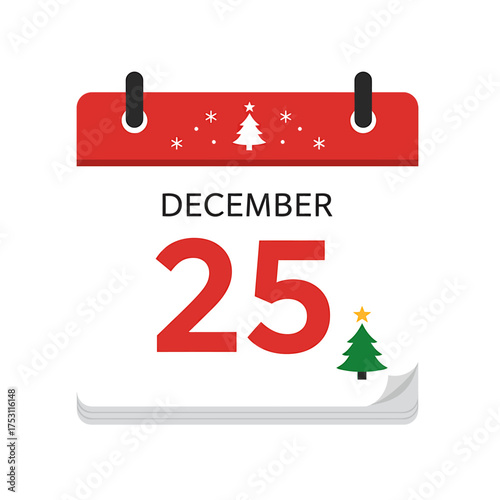 Christmas Calendar: A calendar displaying the significant date of December 25th, the day of Christmas. Depicting the joyous anticipation and celebratory spirit.