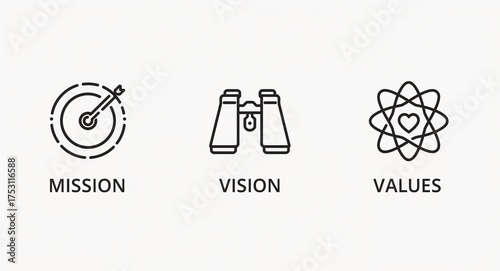 Minimalist Icon Set for Mission Vision Values