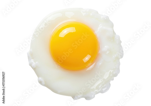 Perfectly cooked sunny side up egg isolated on transparent background, breakfast staple for healthy eating and culinary creations
