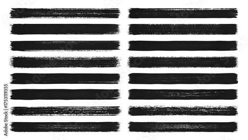 Collection of grunge brush strokes and textures on a white background