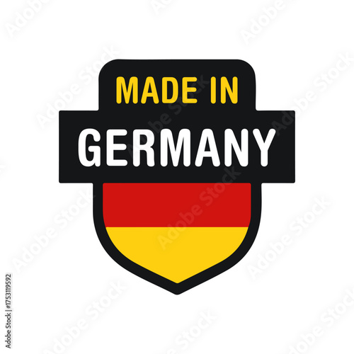 Made in Germany Label Badge. Germany Quality Product Emblem. German Manufacturing Origin Stamp.