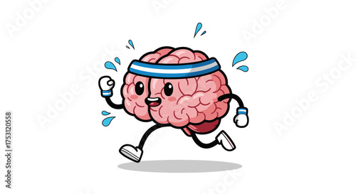 Illustrating a healthy brain actively exercising and improving its cognitive functions.