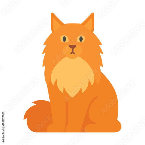Illustration of a fluffy orange maine coon cat sitting