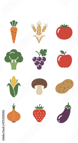 Assortment of Fresh Vegetables and Fruits Illustration.