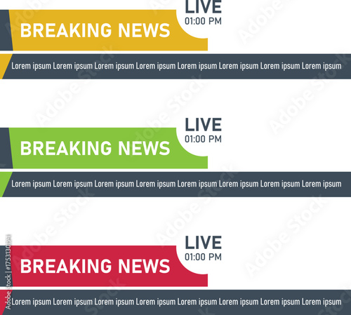 Live breaking news modern lower third design for news media