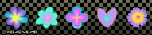 Soft gradient flower with artistic blur effect. Abstract y2k flower icon, dreamy mesh aura, and glowing gradient blur vector element.