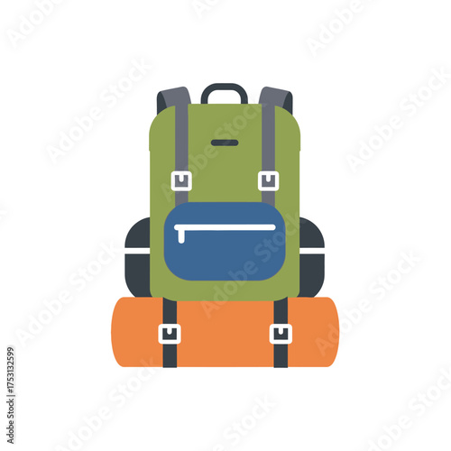 Camping Backpack with Sleeping Bag, Adventure Gear for Outdoor Exploration.