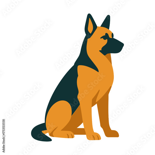 Illustration of a german shepherd dog in sitting position