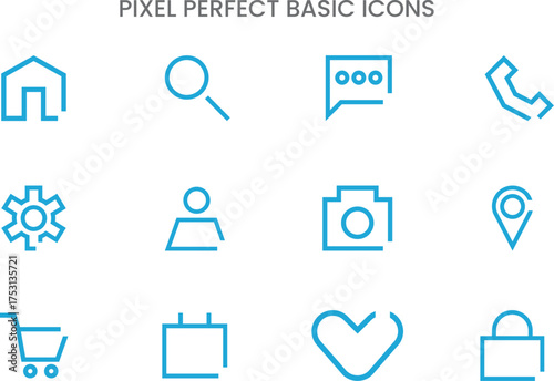 Collection of essential user interface line icons designed for web and mobile applications. Minimal and modern outline symbols for UX, UI, and app development projects, perfect for dashboards, website