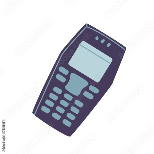 Classic keypad mobile phone isolated on white background for retro technology concept vector illustration