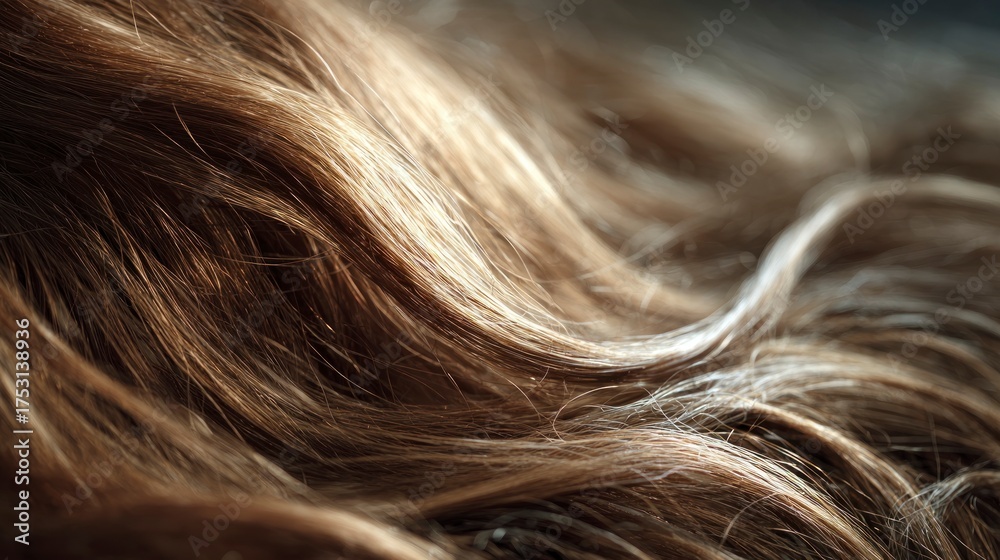 Naklejka premium Closeup light brown wavy hair