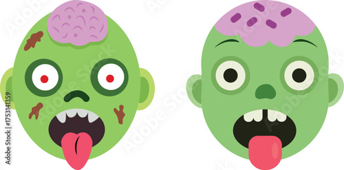 Funny cartoon zombie faces.