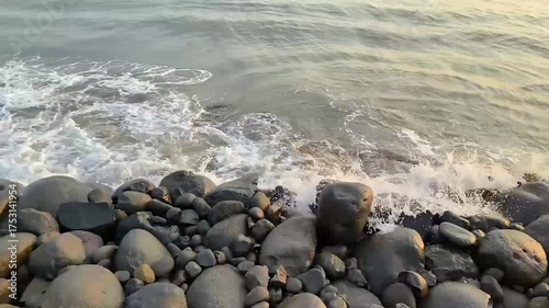 Beautiful sunrise at Slamaran Beach, Pekalongan, scenic motion video.