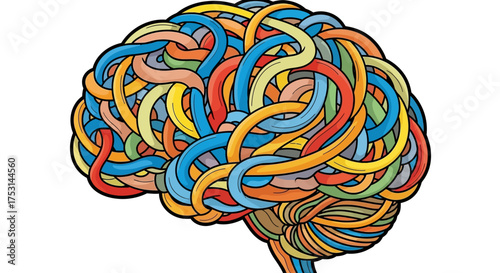 Colorful Brain Illustration Representing Complexity and Cognitive Function.
