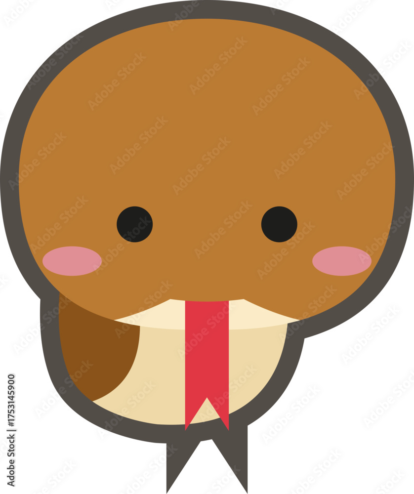 Obraz premium Cute green snake character illustration, minimalist reptile vector icon
