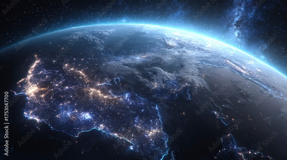 Fototapeta premium Earth at night view from space