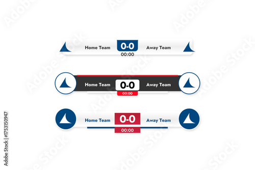 Sports banner for keeping score during a team game broadcast