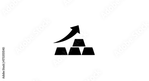 Metal price up black white icon 