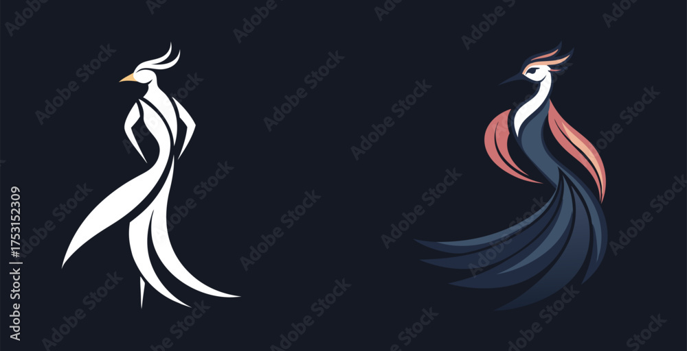 Naklejka premium Elegant sharp logotype bird logo vector art design illustration