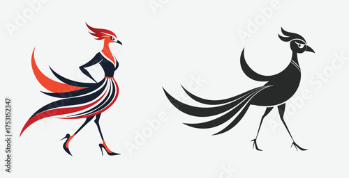 Elegant sharp logotype confident bird walking logo vector art design illustration