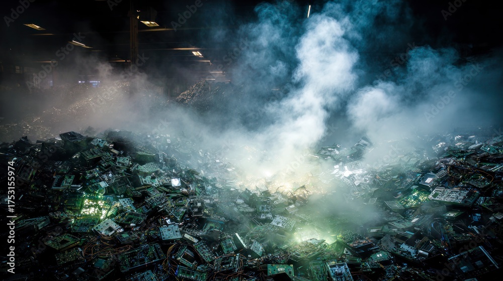 Fototapeta premium Industrial waste heap explosion