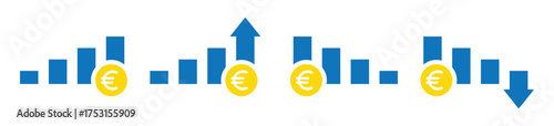 Euro bar graph set icon, vector illustration